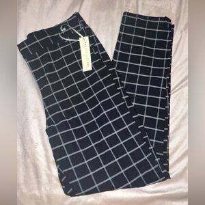 NWT Chocolate Black and White Checkered Cropped Pants Large